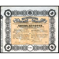 Ben Trovato Estate and Gold Mining Company, Limited, 1895, Share Certificate.