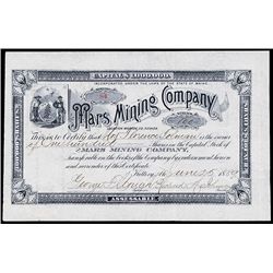 Mars Mining Co., 1889 Stock Certificate.