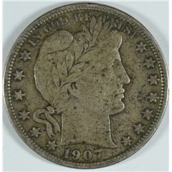 1907 BARBER HALF DOLLAR, VF