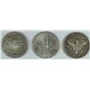 Image 2 : LOT OF ( 3 ) BARBER HALF DOLLARS,  F/VF  1901, 1907-O, 1909