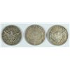 Image 2 : LOT OF ( 3 ) BARBER HALF DOLLARS,  F/VF  1902, 1903-S, 1909