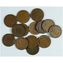 LOT OF ( 14 ) INDIAN HEAD CENTS: ( 7 ) ARE XF