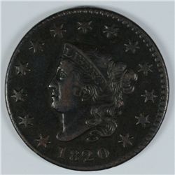 1820 LARGE CENT AU-58
