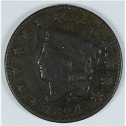 1824 LARGE CENT F/VF