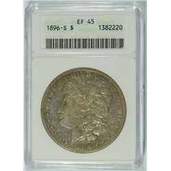 1896-S MORGAN SILVER DOLLAR, ANACS EF-45
