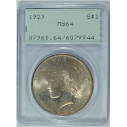 1923 PEACE DOLLAR PCGS MS 64 "RATTLER"