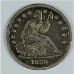1839 SEATED HALF DIME VF/XF