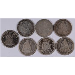 (7) SEATED DIMES (49, 50, 53, 56, 75, 76-CC, 77)