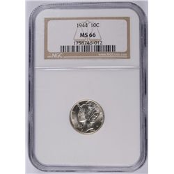 1944 MERCURY DIME NGC MS-66