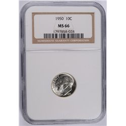 1950 ROOSEVELT DIME NGC MS-66