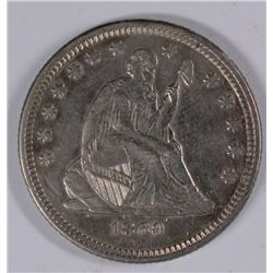 1860-O SEATED QUARTER AU-58