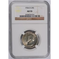 1936-D WASHINGTON QUARTER NGC AU-55