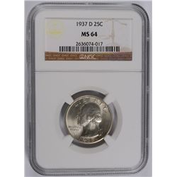 1937-D WASHINGTON QUARTER NGC MS-64