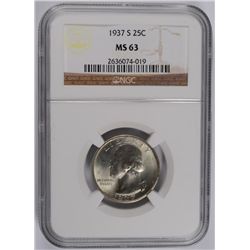 1937-S WASHINGTON QUARTER NGC MS-63
