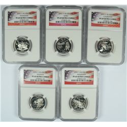 SET OF 2002 SILVER PROOF STATEHOOD QUARTERS NGC PF-69 ULTRA CAMEO