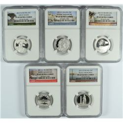 SET OF 2013 SILVER PROOF NATIONAL PARK QUARTERS NGC PF-69 UC