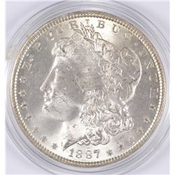 1887 MORGAN SILVER DOLLAR, MS-64 WHITE