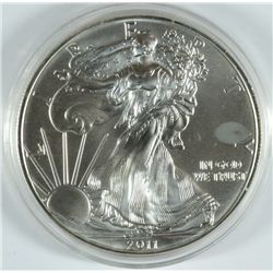 2011 AMERICAN SILVER EAGLE, GEM BU IN CAPSULE