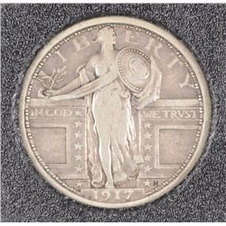 1917 TYPE-1 STANDING LIBERTY QUARTER,  VF  NICE!