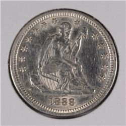 1888-S SEATED LIBERTY QUARTER AU-58 CLEANED