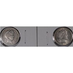 2 BARBER DIMES: 1911 AU-55 & 1914 FINE