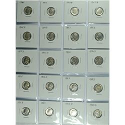 LOT OF 34 DIMES: SILVER DIMES 12 MERCURY & 22 ROOSEVELT DIMES $3.40 FACE VALUE