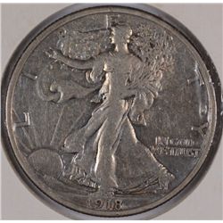 1918 WALKING LIBERTY HALF DOLLAR VF/XF CLEANED