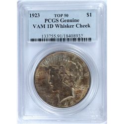 1923 PEACE DOLLAR PCGS GENUINE VAM 1D WHISKER CHEEK