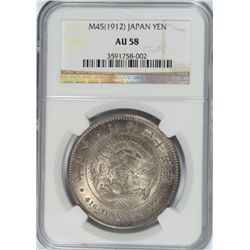 1912 M45 JAPAN YEN NGC AU-58