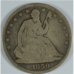 1859-O SEATED HALF DOLLAR GOOD