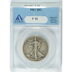 1921 WALKING LIBERTY HALF DOLLAR ANACS FINE-15