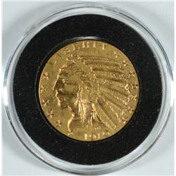 1910-D INDIAN GOLD, AU  WEAK MINT MARK
