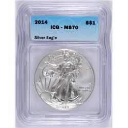 2014 AMERICAN SILVER EAGLE, ICG MS-70!   PREFECT!
