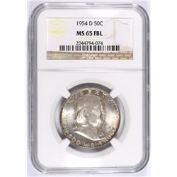 1954-D FRANKLIN HALF DOLLAR, NGC MS-65 FBL