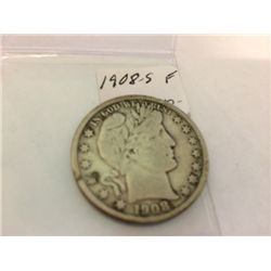 1908-S Barber Half Dollar F