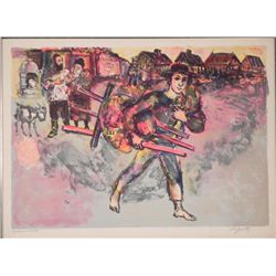 Finsitzer Signed Artist Proof Print -Artist in Village