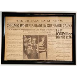 Chicago Women Parade in Suffrage Cause Newspaper Front