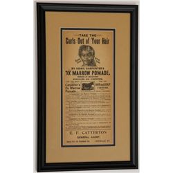 Antique Carpenter's Ox Marrow Pomade Ad Sign Black Hair