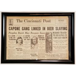 "Capone Gang Linked in Beer Slaying" Newspaper Headline
