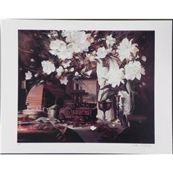 William Chambers Signed AP Art Print Azaleas & Mandolin