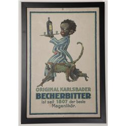 Original Karlsbader Becherbitter Sign 1807 Monkey Boy