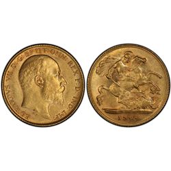 1904 Perth Mint KEVII Half Sovereign - PCGS AU 58