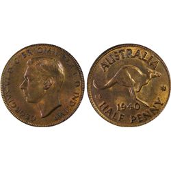 1940 Australian KGVI Half Penny - PCGS MS 65 RB