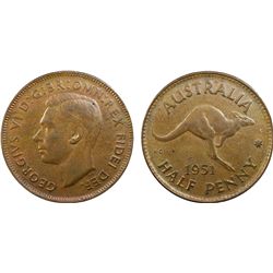 1951 (P) Australian KGVI Half Penny - PCGS AU 58