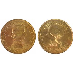 1961 (P) Australian QEII Half Penny - PCGS MS 64 RB