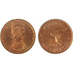 1961 (P) Australian QEII Half Penny - PCGS MS 64 RB