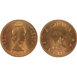 1962 (P)Australian QEII Half Penny - PCGS PR 66 RD