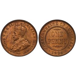 1928 Australian KGV Penny - PCGS MS 63 RB