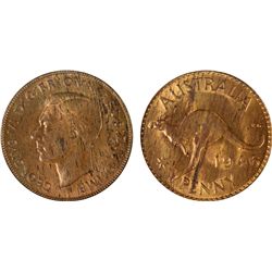 1946 Australian KGVI Penny - PCGS MS 63 RB