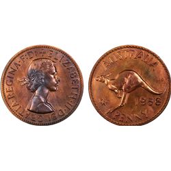 1958 Australian QEII Penny - PCGS PR 64 RB